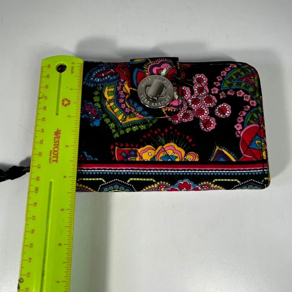 Vera Bradley Turnlock Wallet Provencal Paisley Quilted Cotton Black Multi Color - Picture 11 of 11